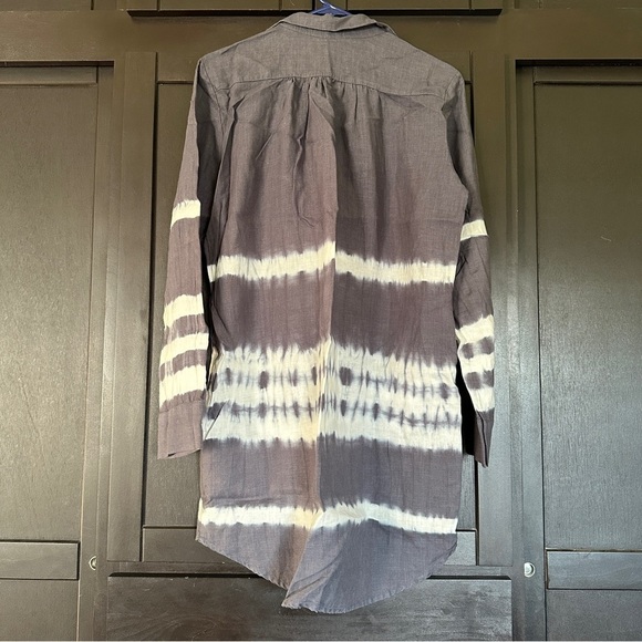 Allen Allen Blue Tie Dye Linen Shirt Dress Size M - Picture 7 of 11